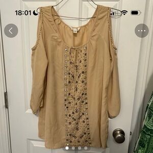 krazy kat Tan Scoop Neck Blouse